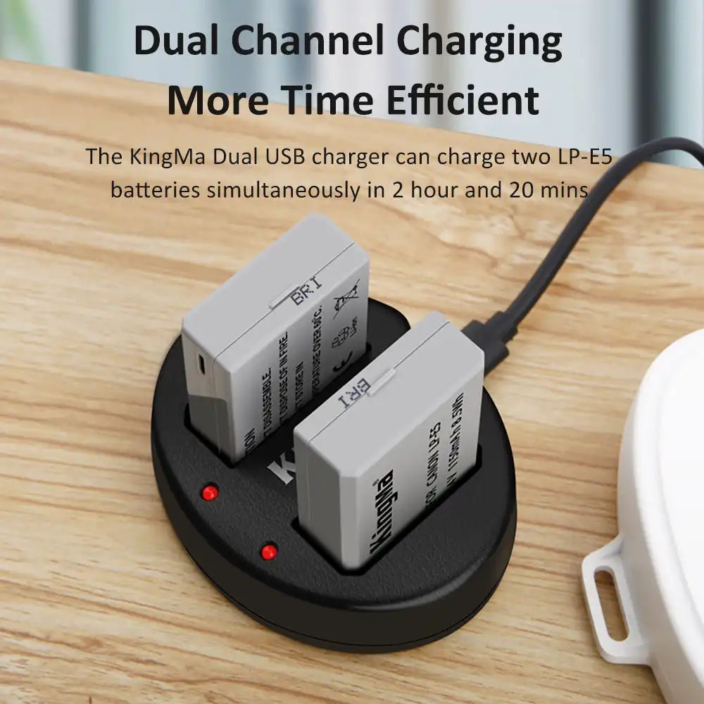 KingMa LP-E5 Charger and Battery Set for Canon LPE5 / LP-E5 Type Cameras - 2