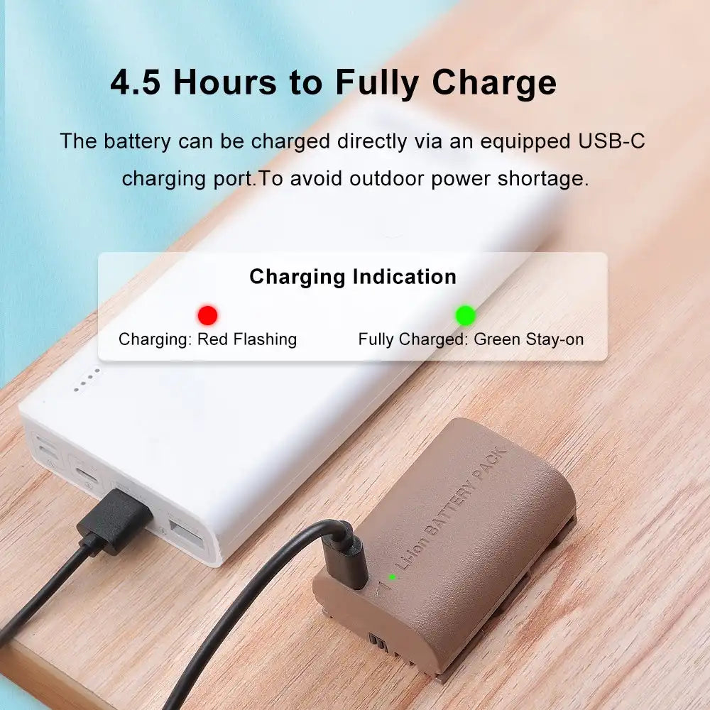 KingMa LP-E6 | Canon | 1960mAh | Replacement Battery | Fully Decoded | USB Type-C Port - 5