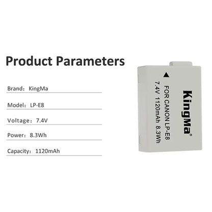 KingMa LP-E8 | Canon | 1120mAh | Replacement Battery | Fully Decoded - 6