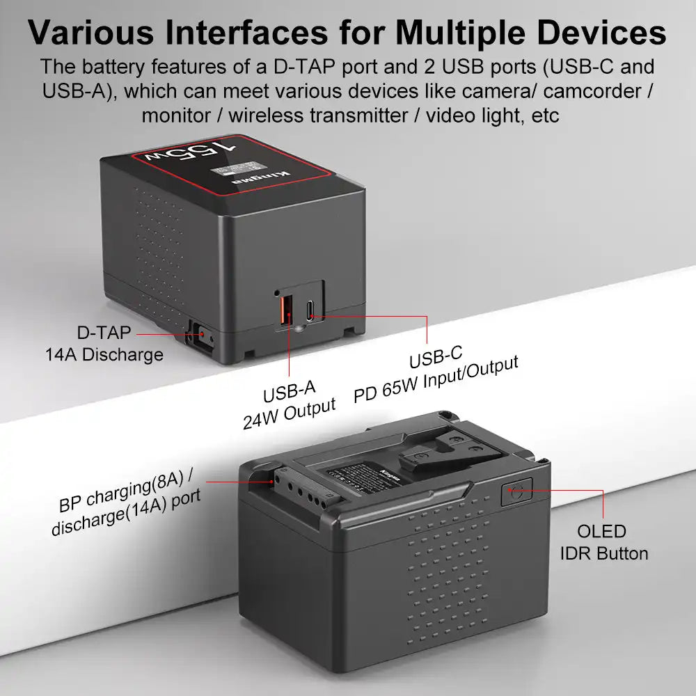 KingMa Mini-Size 155Wh 10500mAh V-Mount Battery | Broadcast Cameras LED Light etc. - 3