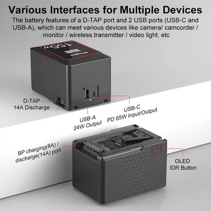 KingMa Mini-Size 155Wh 10500mAh V-Mount Battery | Broadcast Cameras LED Light etc. - 3