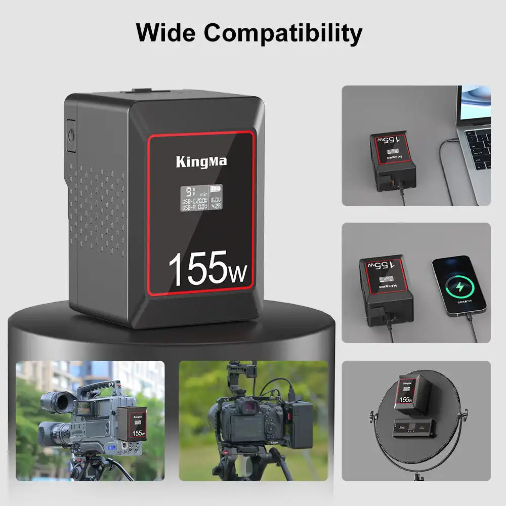 KingMa Mini-Size 155Wh 10500mAh V-Mount Battery | Broadcast Cameras LED Light etc. - 6
