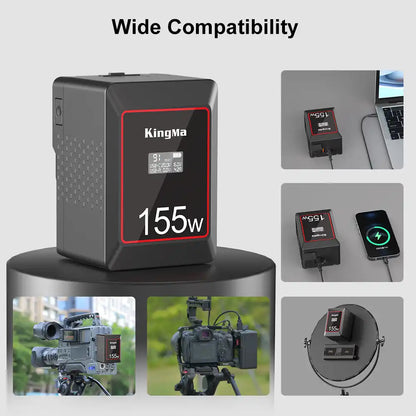 KingMa Mini-Size 155Wh 10500mAh V-Mount Battery | Broadcast Cameras LED Light etc. - 6