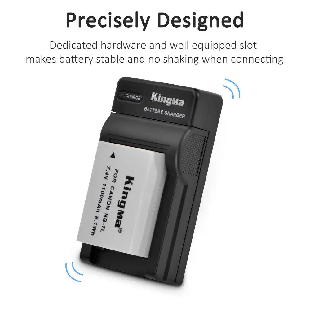 KingMa NB-7L Set | Canon | 1100mAh Battery | Single Charger | LED - 3