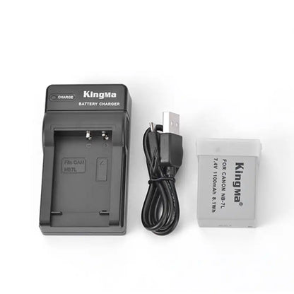 KingMa NB-7L Set | Canon | 1100mAh Battery | Single Charger | LED - 7