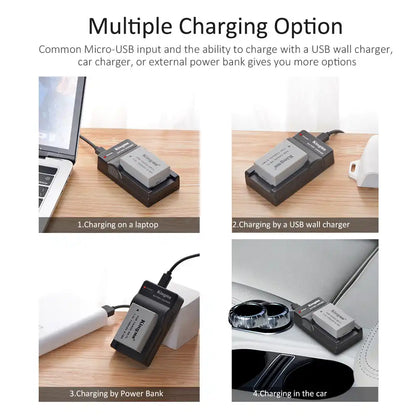 KingMa NB-7L Set | Canon | 1100mAh Battery | Single Charger | LED - 6