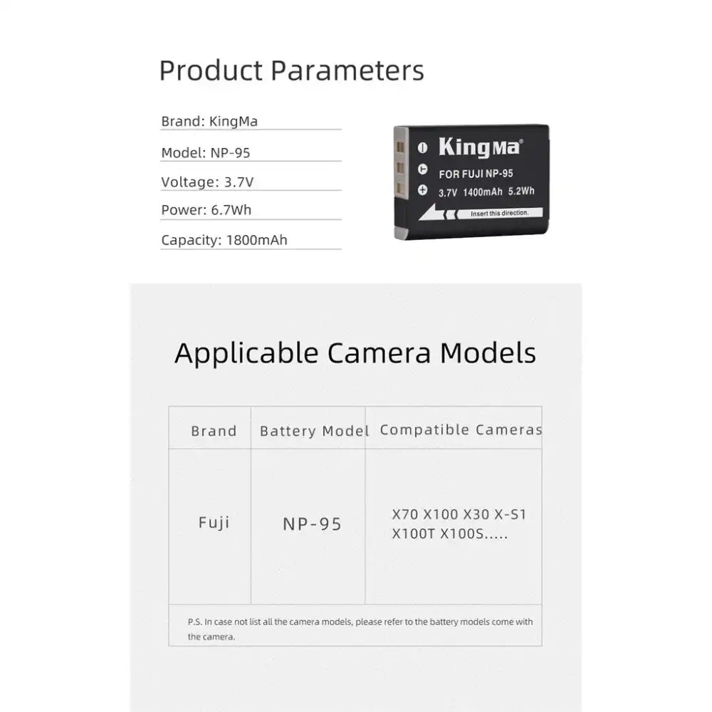 KingMa NP-95 | Fujifilm | 1400mAh | Replacement Battery - 6