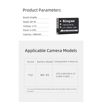 KingMa NP-95 | Fujifilm | 1400mAh | Replacement Battery - 6