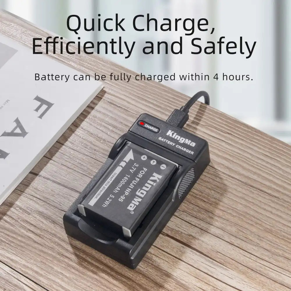KingMa NP-95 Set | Fujifilm | 1400mAh Battery | Single Charger | LED - 6