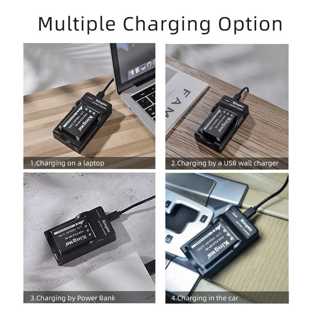 KingMa NP-95 Set | Fujifilm | 1400mAh Battery | Single Charger | LED - 5