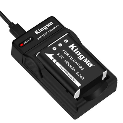 KingMa NP-95 Set | Fujifilm | 1400mAh Battery | Single Charger | LED - 2