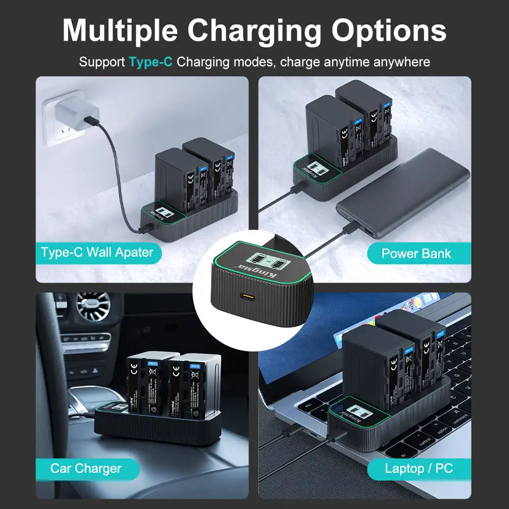 KingMa NP-F550 Fast Charger | Sony | Dual Slot | LCD - 5
