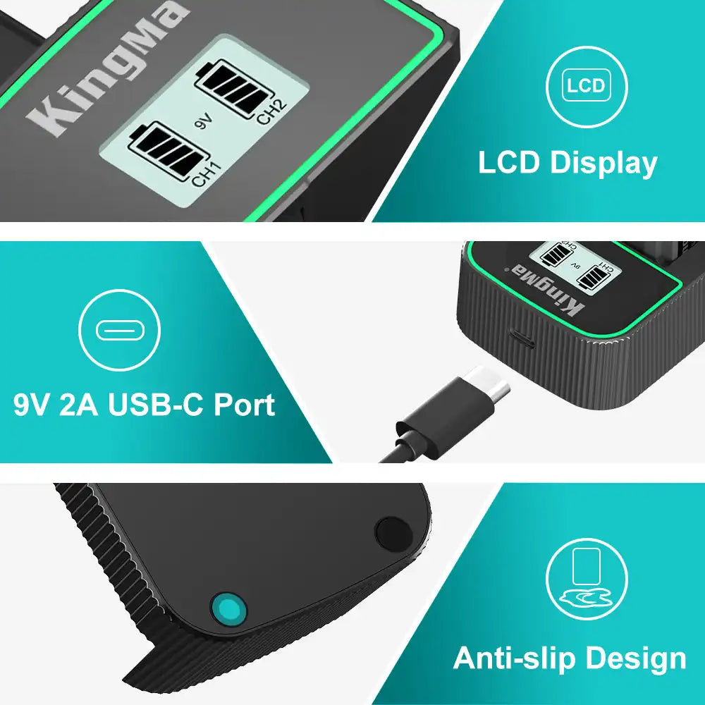 KingMa NP-F550 Fast Charger | Sony | Dual Slot | LCD - 3