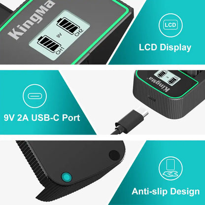 KingMa NP-F550 Fast Charger | Sony | Dual Slot | LCD - 3