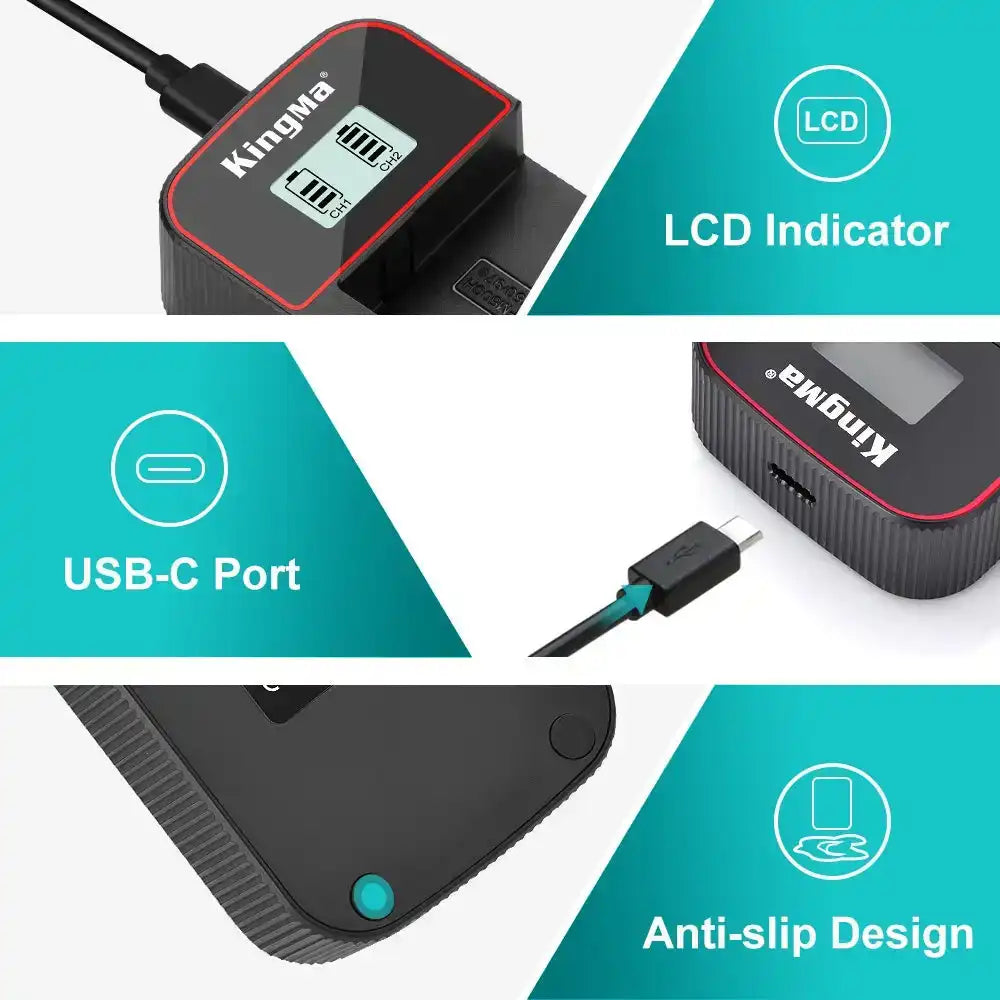KingMa NP-F550 Set | Sony | 2200mAh Battery | Dual Charger | LCD - 4
