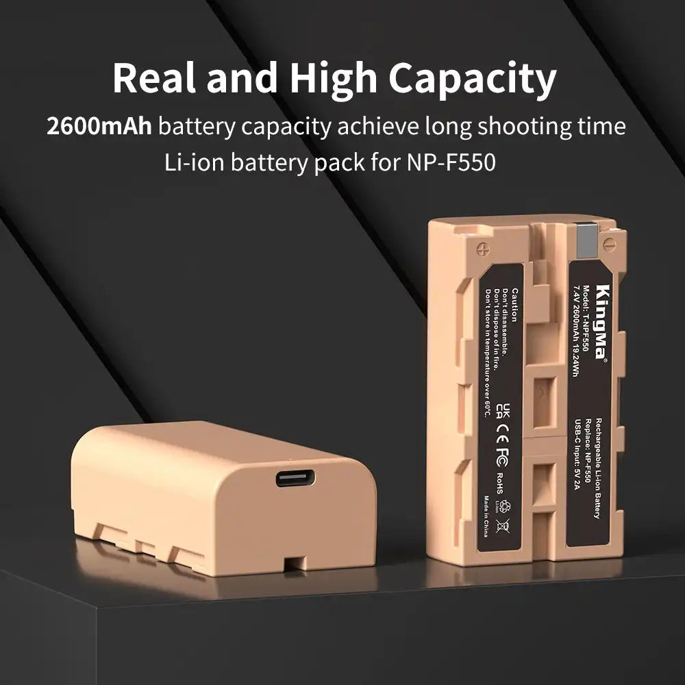 KingMa NP-F550 | Sony | 2600mAh | Replacement Battery | USB Type-C Port - 4