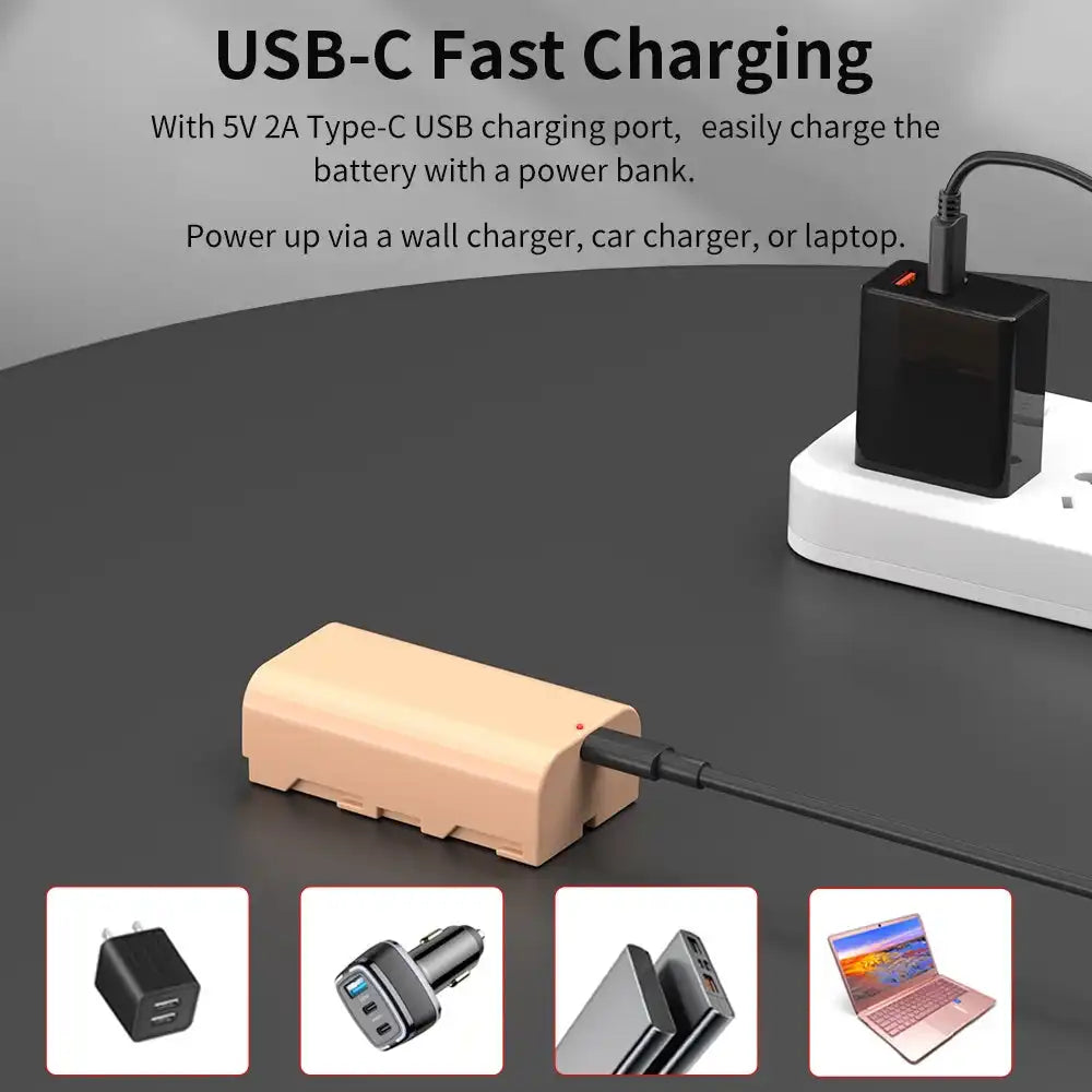 KingMa NP-F550 | Sony | 2600mAh | Replacement Battery | USB Type-C Port - 5