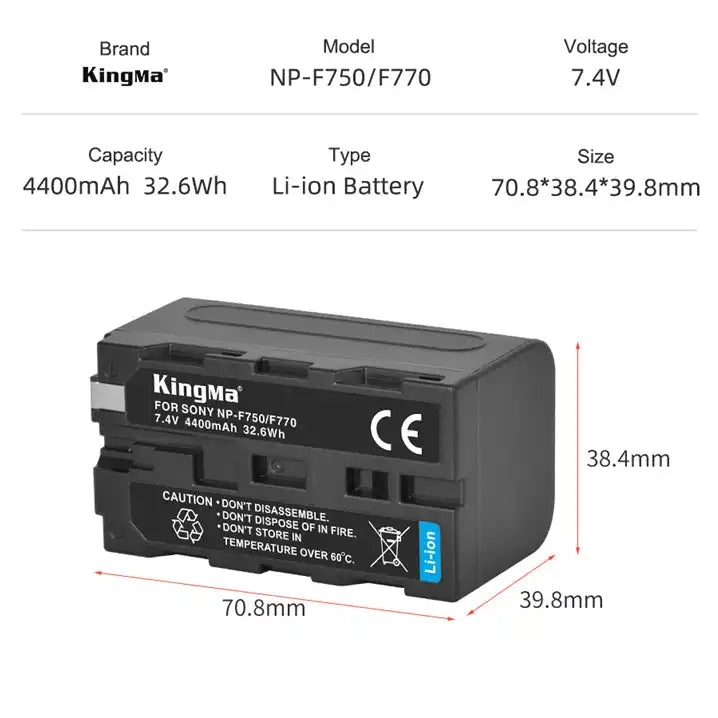KingMa NP-F750 & F770 | Sony | 4400mAh | Replacement Battery - 3