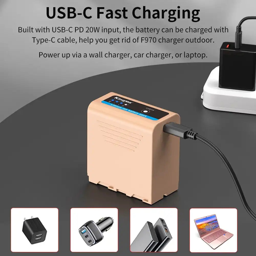 KingMa NP-F970 | Sony | 7800mAh | Replacement Battery | USB Type-C Port - 6