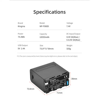 KingMa NP-F980D | Sony | 10050mAh | Replacement Battery - 6