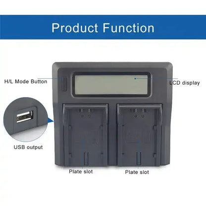 KingMa NP-FM50 Smart Digital Charger | Sony Panasonic JVC | Dual Slot | AC/DC | LCD - 5