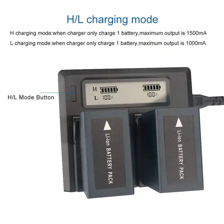 KingMa NP-FM50 Smart Digital Charger | Sony Panasonic JVC | Dual Slot | AC/DC | LCD - 4