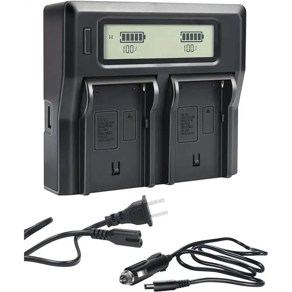 KingMa NP-FW50 Smart AC DC Charger | Sony | Dual Slot | LCD Display - 1