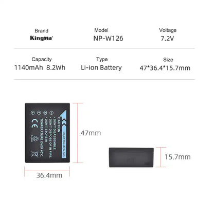 KingMa NP-W126 | Fujifilm | 1140mAh | Replacement Battery - 4