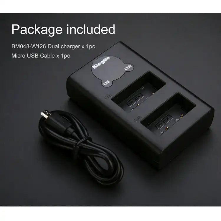 KingMa NP-W126 / W126s Battery Charger | Fujifilm Camera | Dual Slot LCD Display - 4