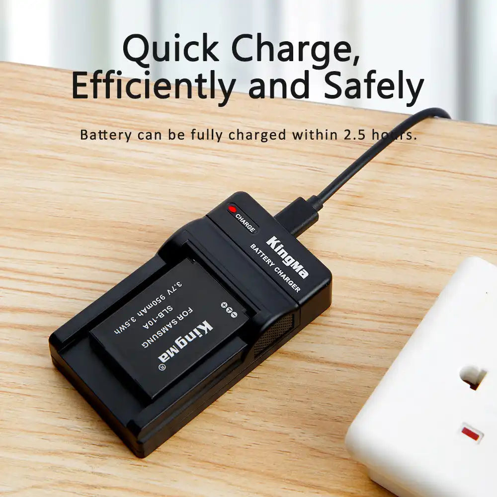 KingMa SLB-10A Set | Samsung | 950mAh Battery | Single Charger | LED - 3