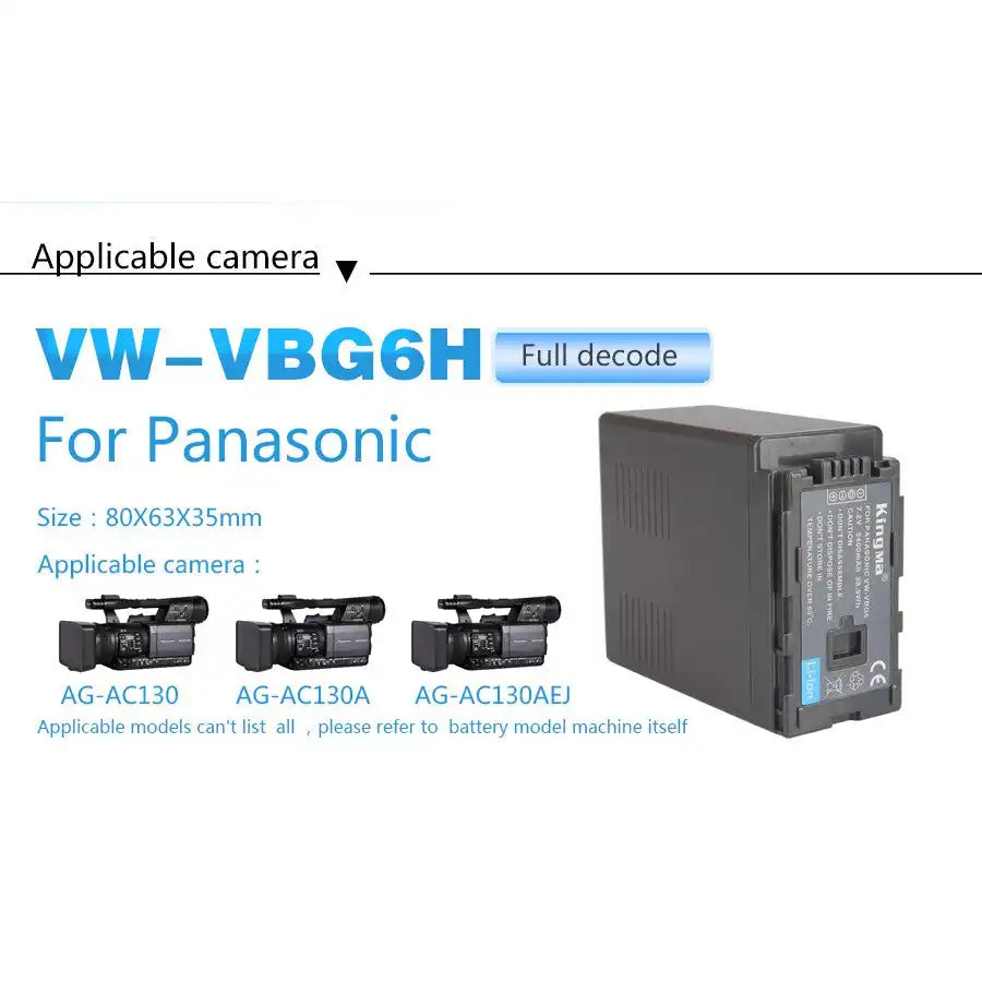 KingMa VW-VBG6H | Panasonic | 10050mAh | Replacement Battery - 6