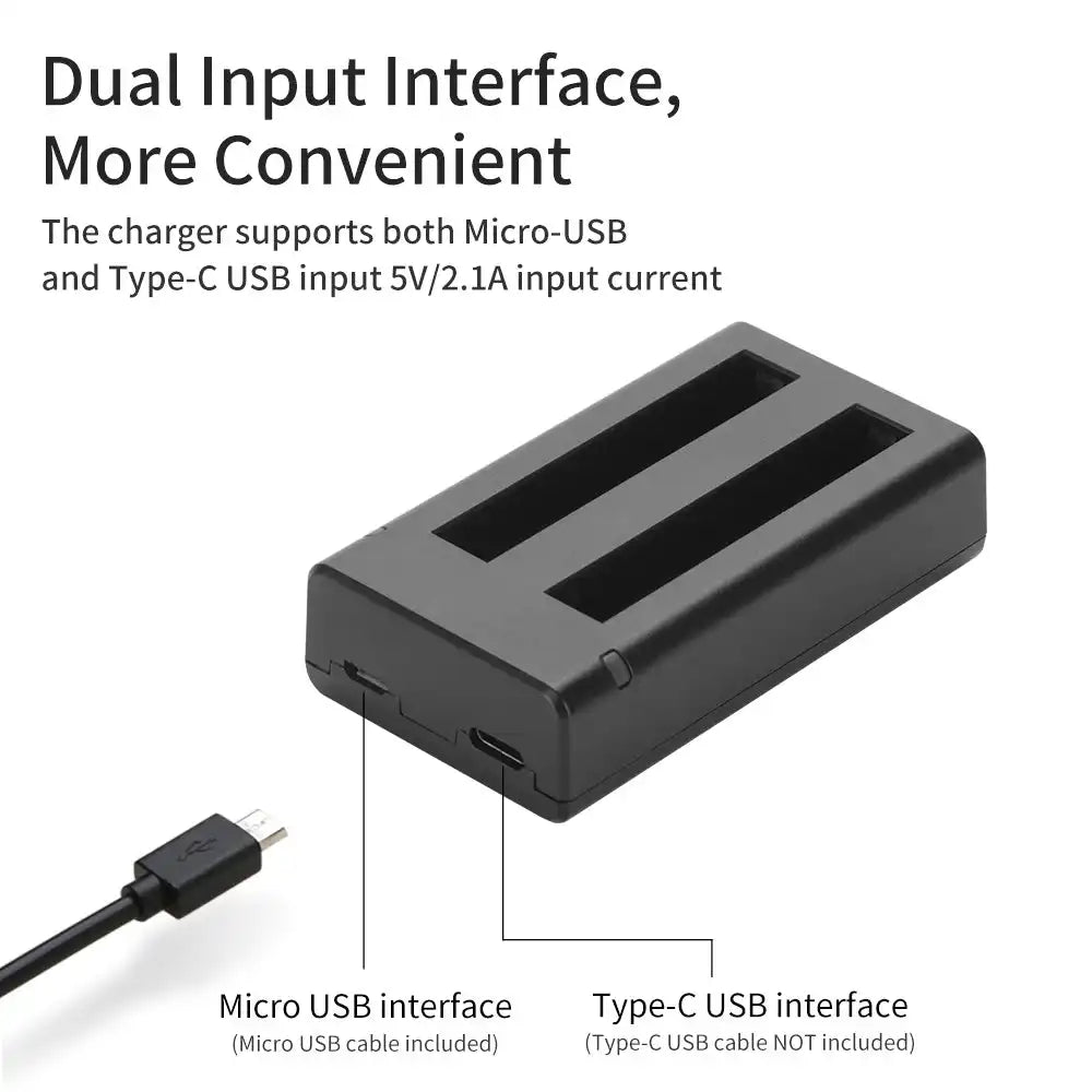 KingMa One X2 Set | Insta360 | 1630mAh Battery | Dual Charger | LED - 4