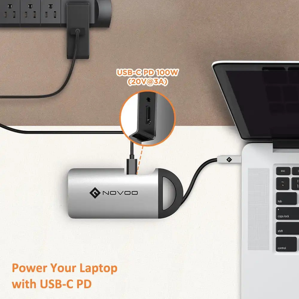 NOVOO 8 Ports USB Hub | 4K HDMI PD 100W Ethernet SD Slot High-Speed Adapter - 4