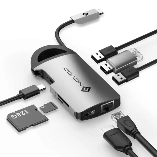 NOVOO 8 Ports USB Hub | 4K HDMI PD 100W Ethernet SD Slot High-Speed Adapter - 2