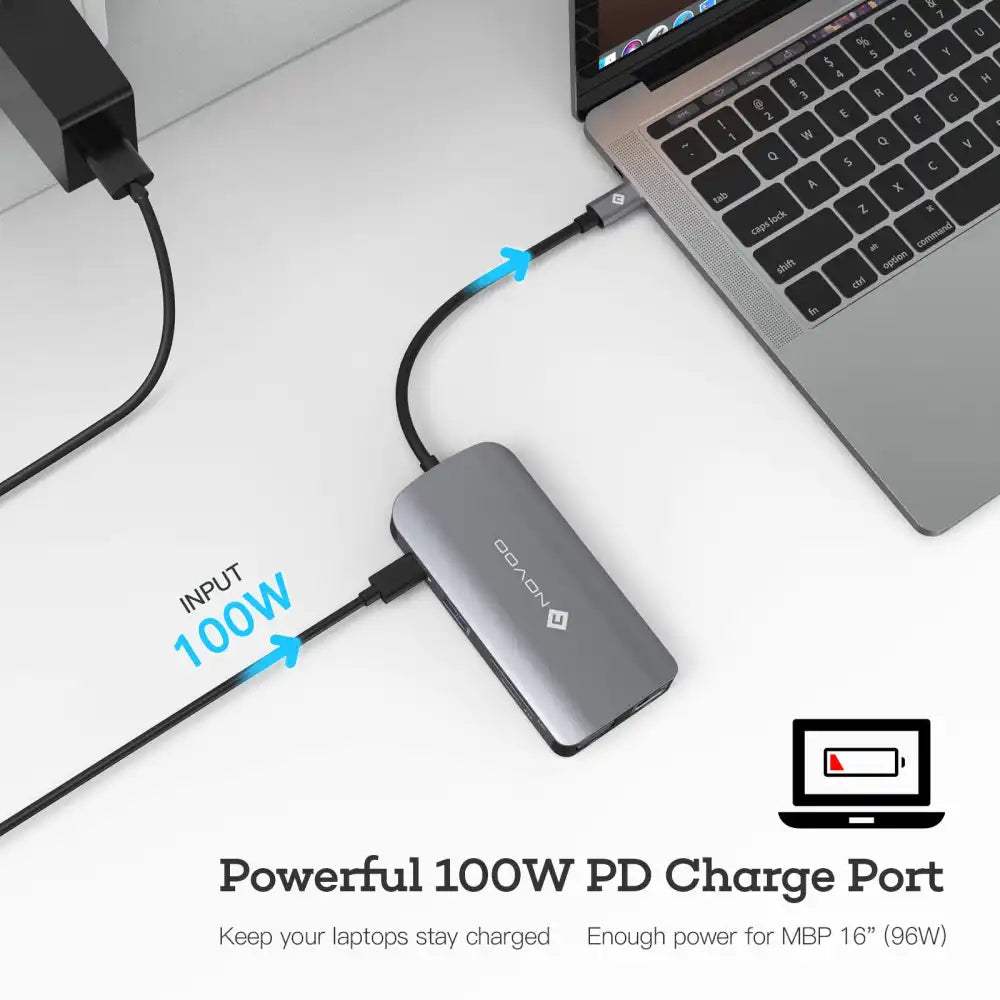 NOVOO 9 Ports USB Hub | High Speed 4K HDMI Display SD Slot PD 100W USB-C Port - 4