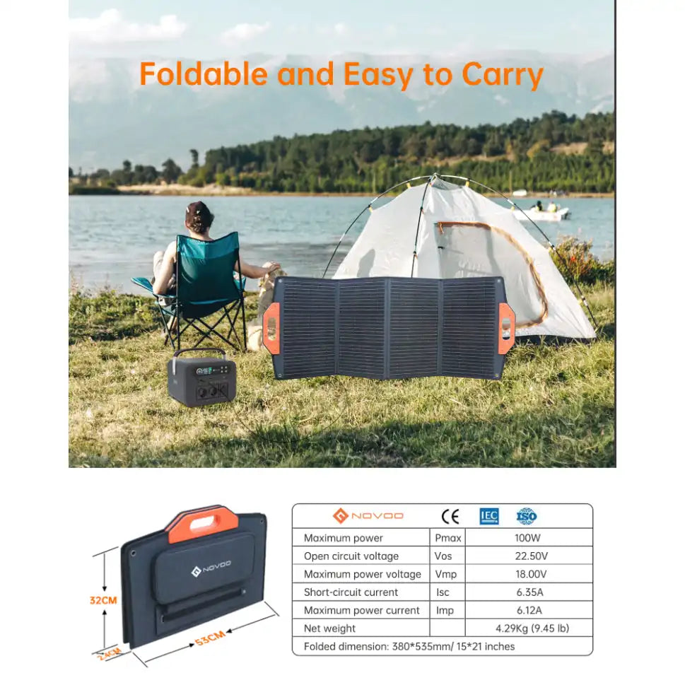 NOVOO RPS 100 Foldable Solar Panel with Kick-Stand - 4