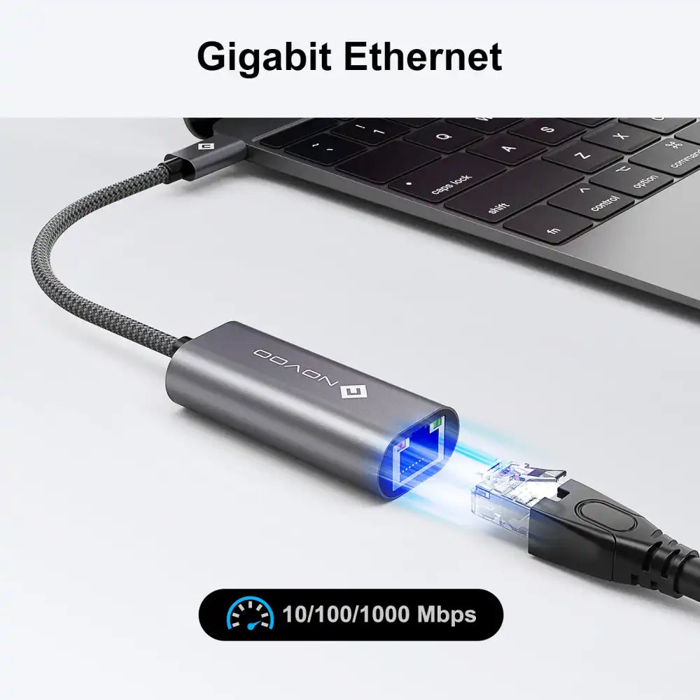 NOVOO USB-C Adapter to Ethernet Port Hub - 4