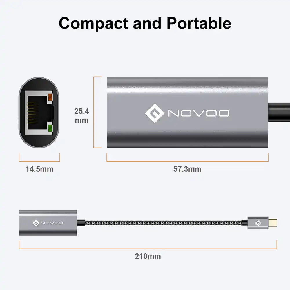 NOVOO USB-C Adapter to Ethernet Port Hub - 2