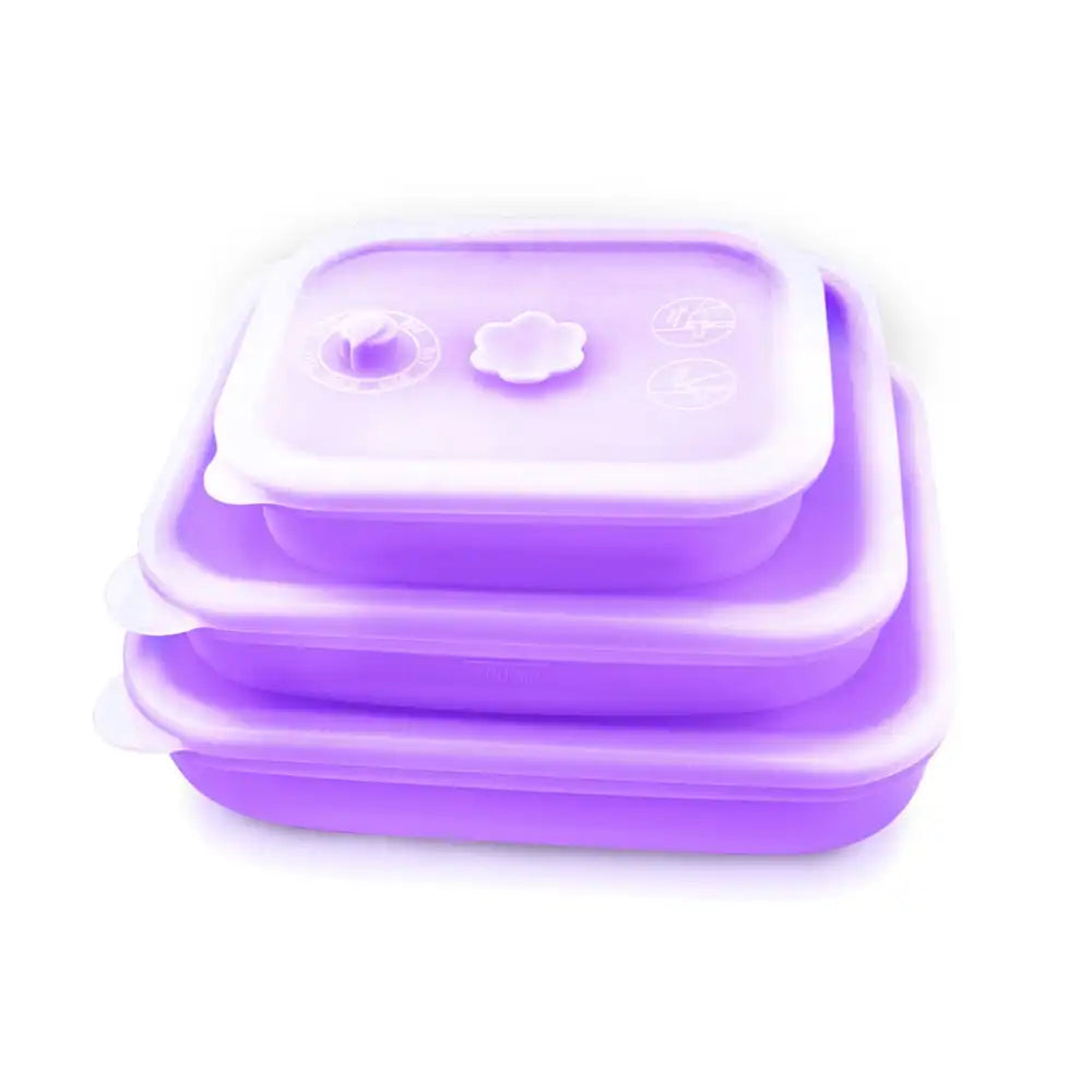 Silicone Food Storage Container with Airtight Lid | Set of 3 - 4