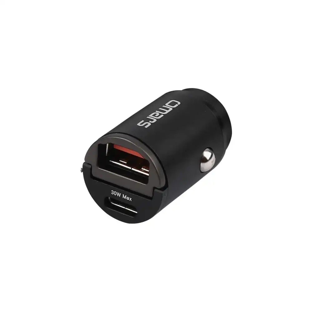 Omars 30W Power Delivery Dual-Port Car Charger | Compact Design USB A and TYPE C | Smartphones