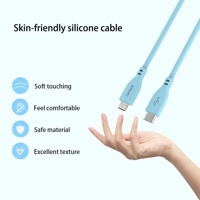 MFi-Certified Silicone Charging Cable | Type-C to Lightning | iPhone Models | PD20W Fast Charging