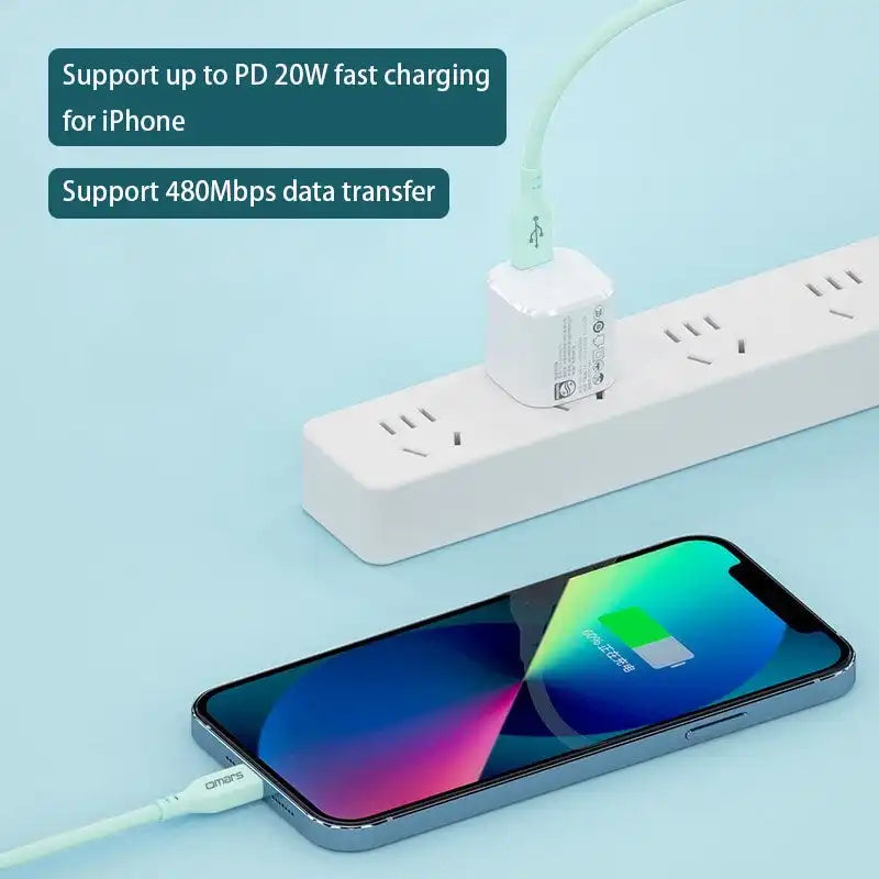 MFi-Certified Silicone Charging Cable | Type-C to Lightning | iPhone Models | PD20W Fast Charging