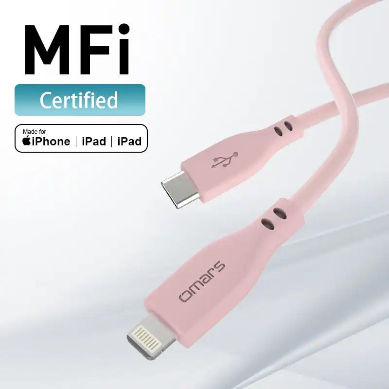 MFi-Certified Silicone Charging Cable | Type-C to Lightning | iPhone Models | PD20W Fast Charging