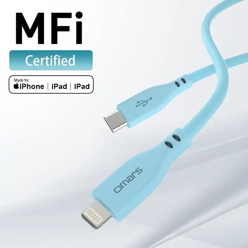 MFi-Certified Silicone Charging Cable | Type-C to Lightning | iPhone Models | PD20W Fast Charging