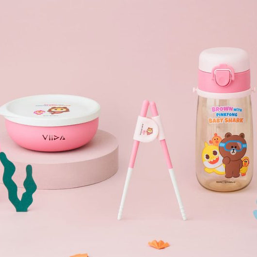 Line Friends and Pinkfong Baby Shark Antibacterial Stainless Steel Tableware Set