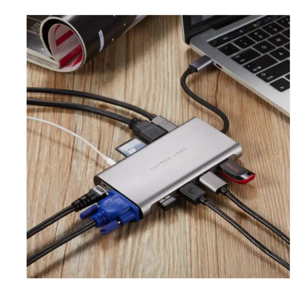 PEPPER JOBS 11-in-1 Multi-Port USB-C Interfaces Adapter Hub - 6