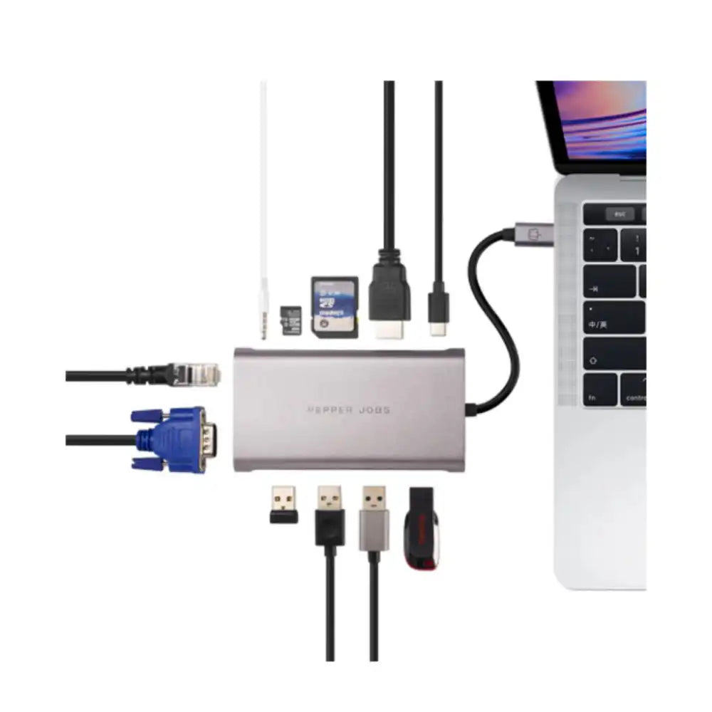 PEPPER JOBS 11-in-1 Multi-Port USB-C Interfaces Adapter Hub - 5