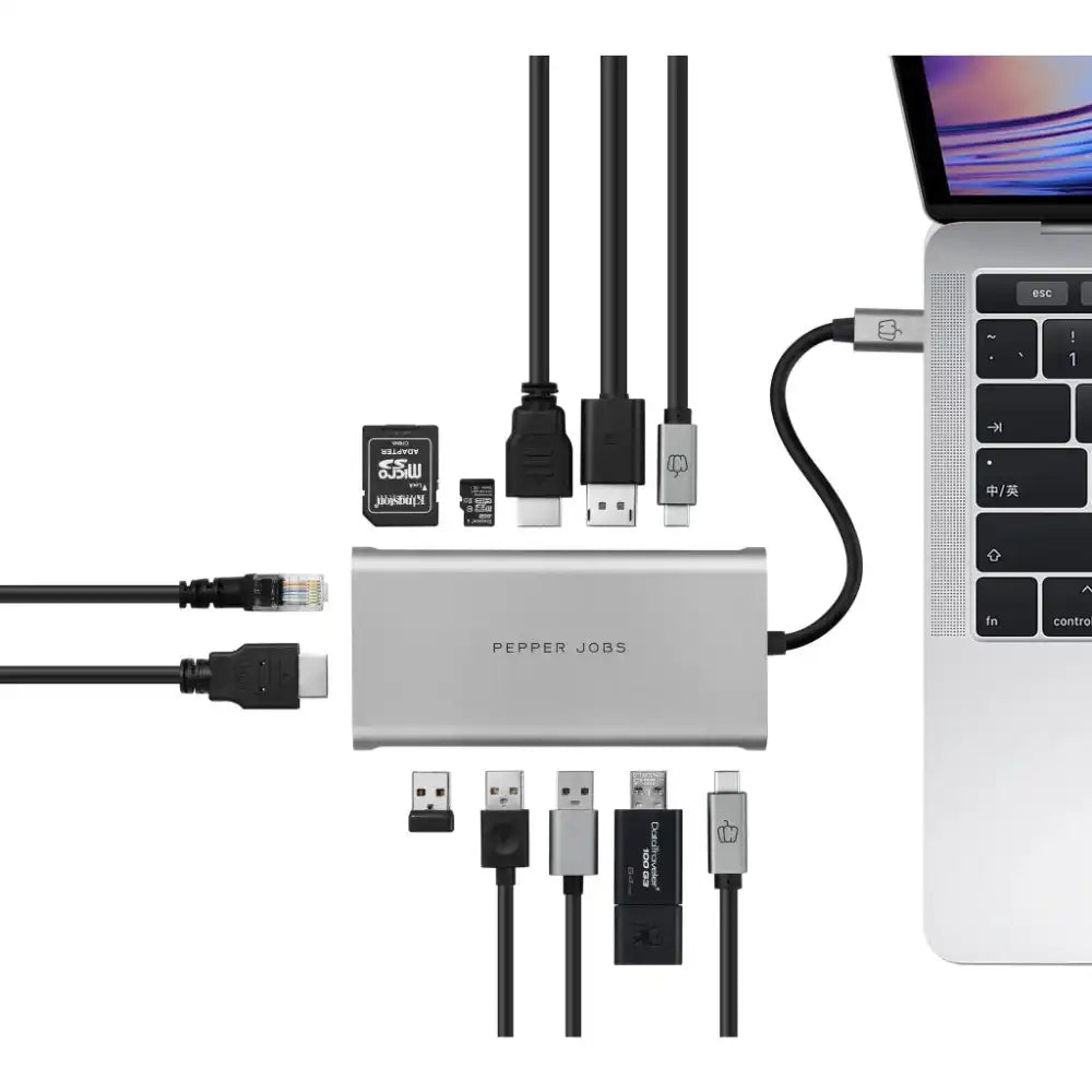 PEPPER JOBS 12-in-1 Multiport USB-C HUB / Adapter | Triple Display for Laptops PC’s & Etc. - 6
