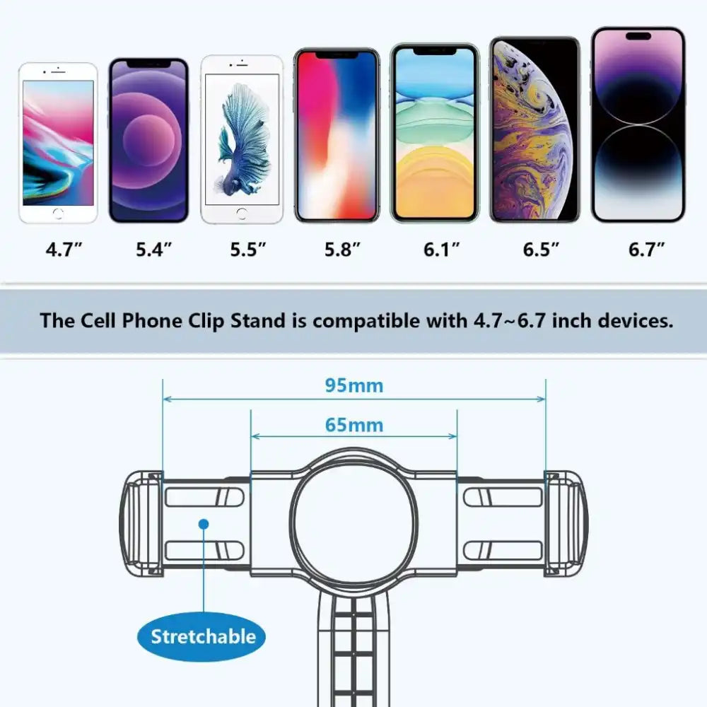 Phone Stand with Clip | Adjustable in Height & Angle | Stand Holder for two devices of various