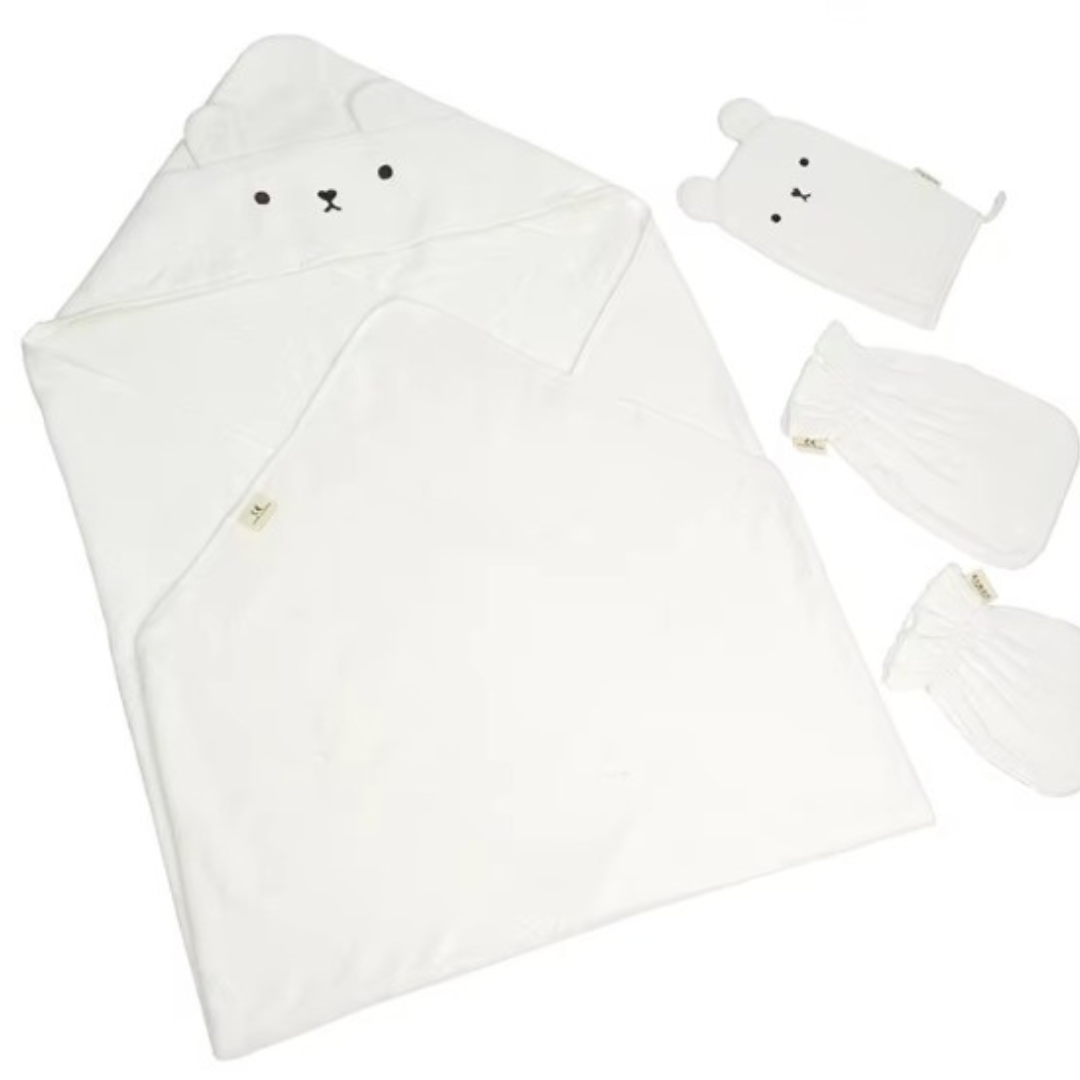 Kids Hooded Poncho Bath Towel Set of 4
